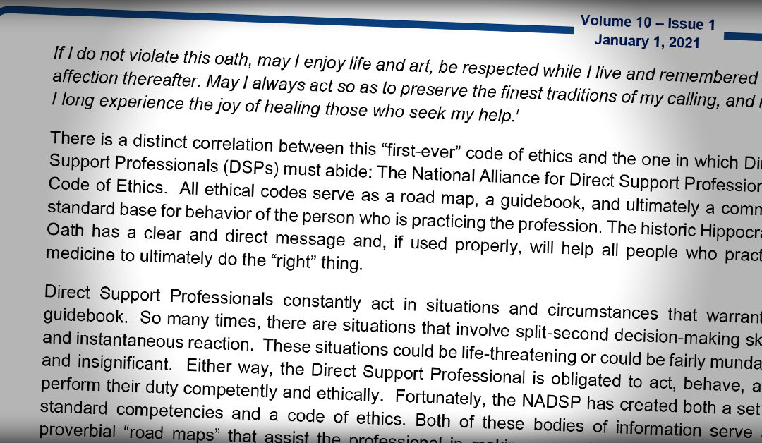 International Journal: Ethics For Direct Support Professionals